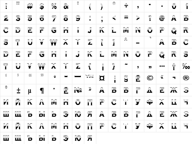 a_CopperGothTitulB&W Bold  glyph index