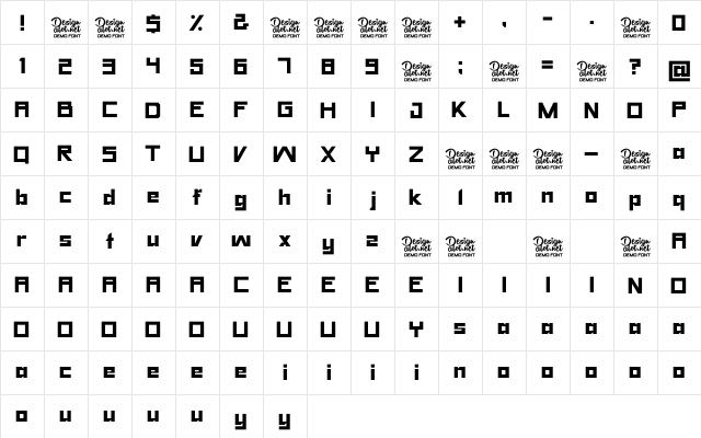 Yet Untitled Demo Regular  glyph index