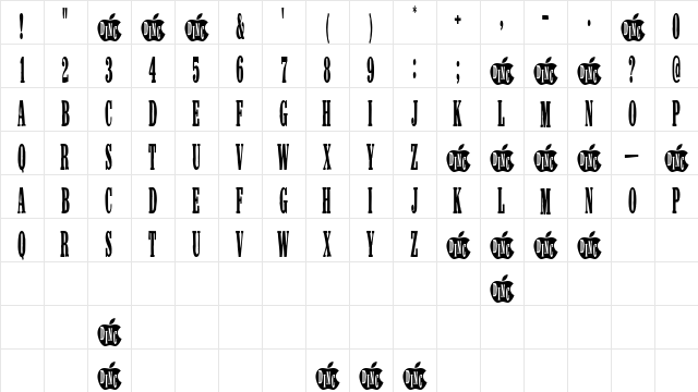 FreshFishSpecial Regular  glyph index