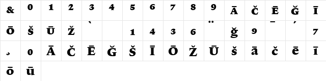 Lexicon No1 Roman F Pi  glyph index
