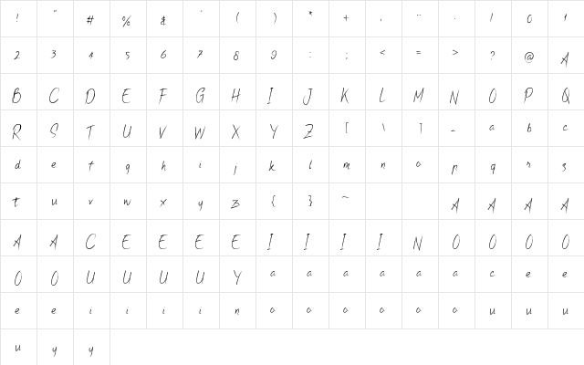 Monzana Regular  glyph index