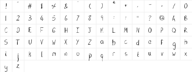 The Ribbon Line Regular  glyph index