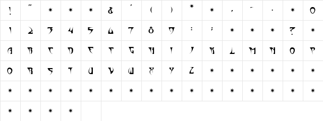 Newveau Regular  glyph index