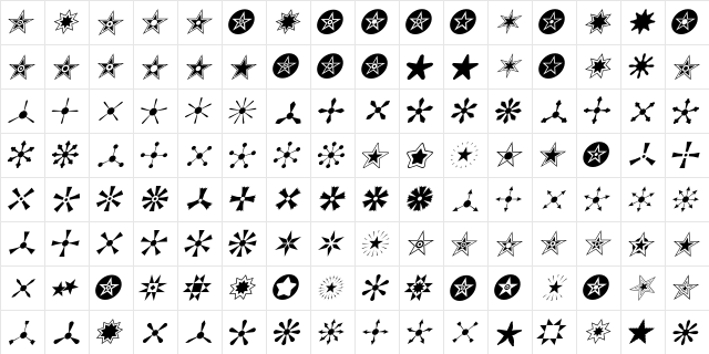 Altemus StarsTwoItalic  glyph index