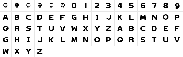 Hagane Regular  glyph index