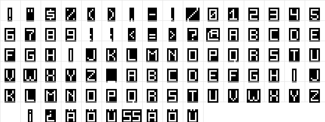 Inverse-SemiBold Regular  glyph index