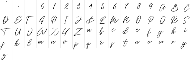 Miss Catlyne Regular  glyph index