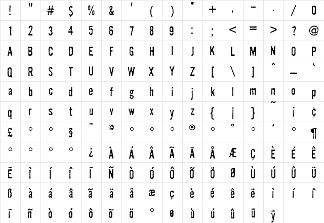 Badhouse Light  glyph index