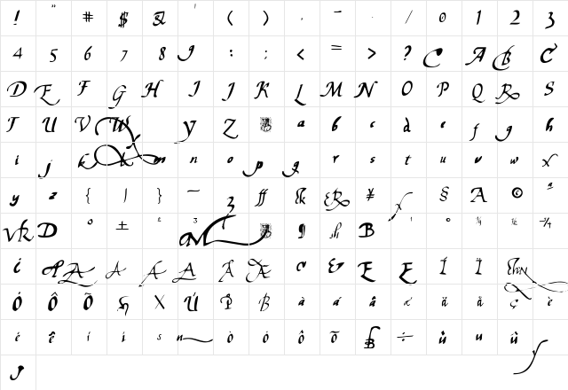 chancelaresca chancelaresca pw  glyph index
