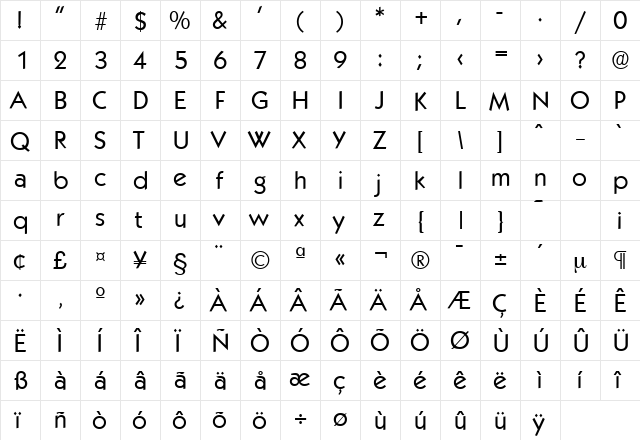Koblenz-Serial Regular  glyph index