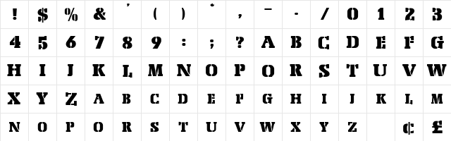 PeachCaps Normal  glyph index