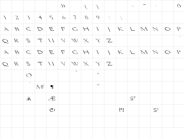 Lichtner Ex Left Regular  glyph index