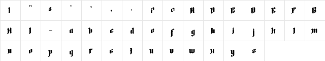 Godric Regular  glyph index