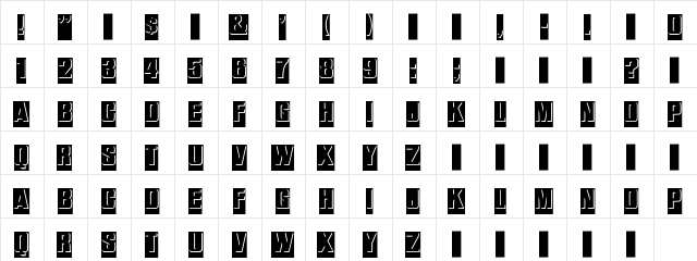 ReliefInReverse Regular  glyph index