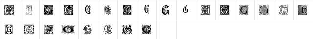 Ornamental Initials G Regular  glyph index
