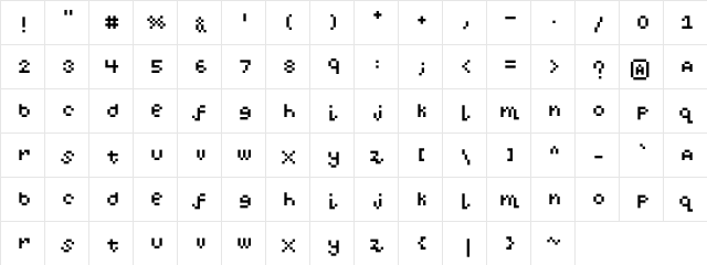 DigitalFun Regular  glyph index