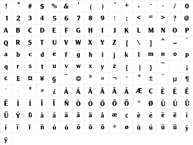 AgendaURWTMed Regular  glyph index