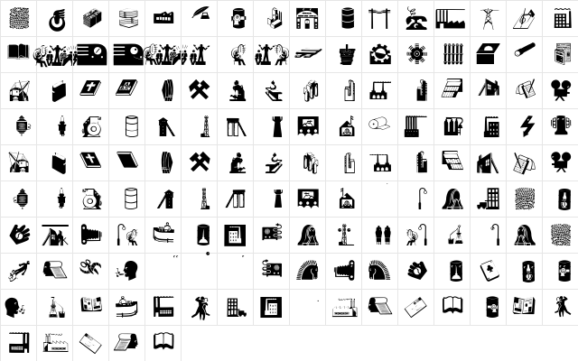 IndustrialBats Regular  glyph index