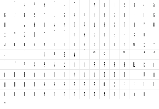 Rothman Regular  glyph index