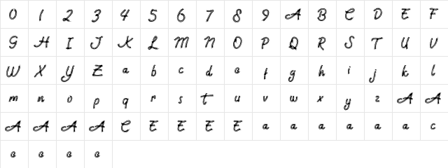 Rock Brush Pro Regular  glyph index