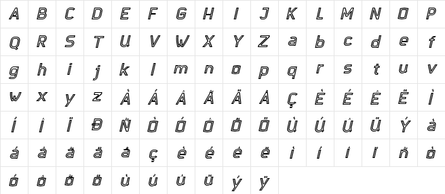 Djavaloca-Inline-DEMO Italic  glyph index