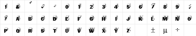 Carved 3 Regular  glyph index