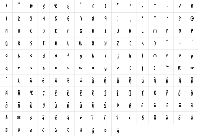 Bocuma BRK Normal  glyph index
