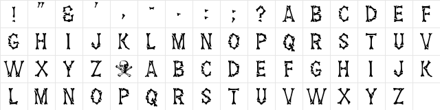 Headhunter Regular  glyph index