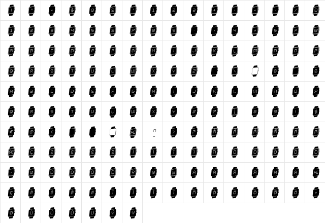 iChrono Rotalic Italic  glyph index