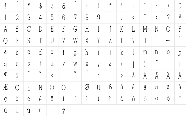 Stymie-Light Regular  glyph index