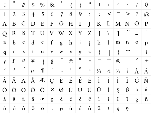 00614 Regular  glyph index