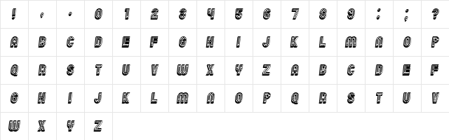 Chicago 3D Italic  glyph index