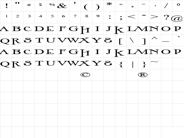 Image Times Regular  glyph index