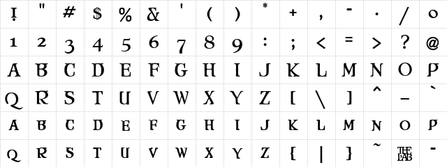 Mary Jane Cavazos Regular  glyph index
