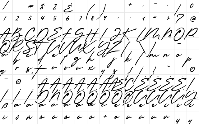 Millanova Regular  glyph index