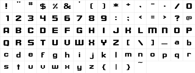 Upsilon Ex Regular  glyph index