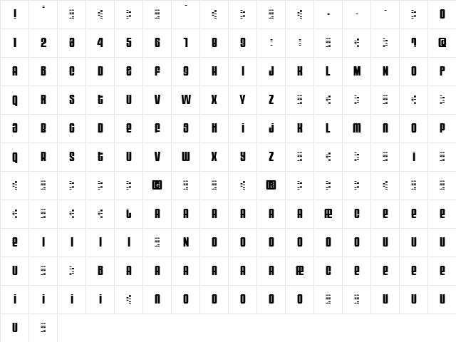 Moog Regular  glyph index
