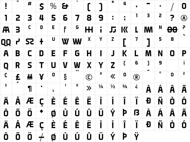 Eg Regular  glyph index