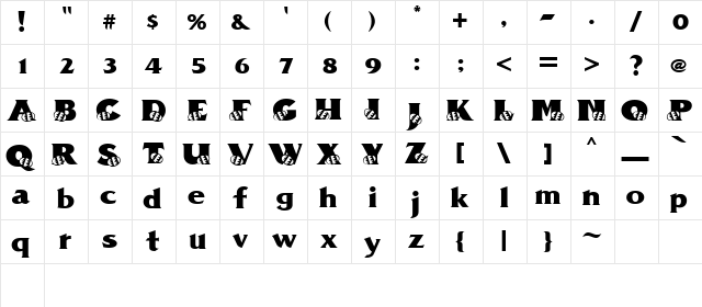 PZ.Egg Regular  glyph index