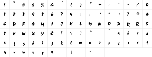 Madness 3 Regular  glyph index