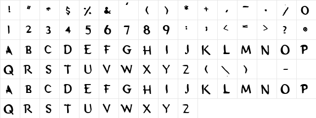 Lovers Regular  glyph index