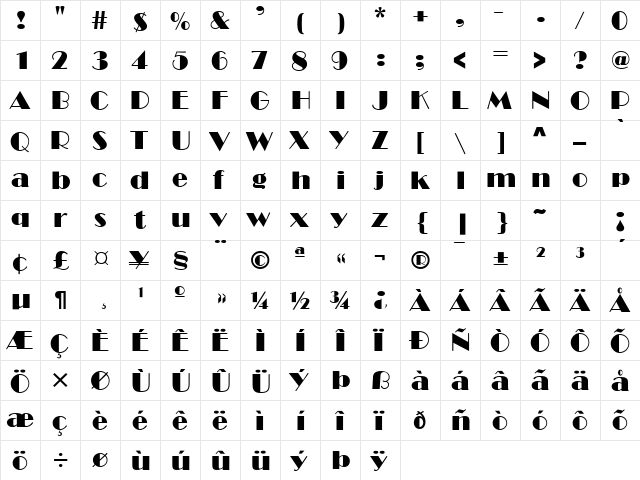 Broad-Street Normal  glyph index