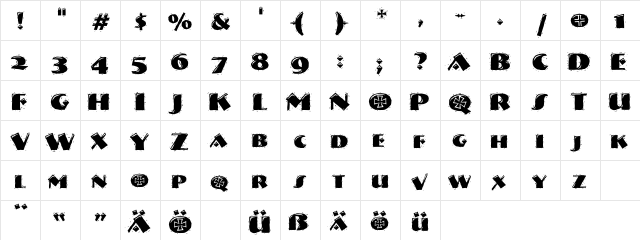 VTNervouzReichDecorated Regular  glyph index