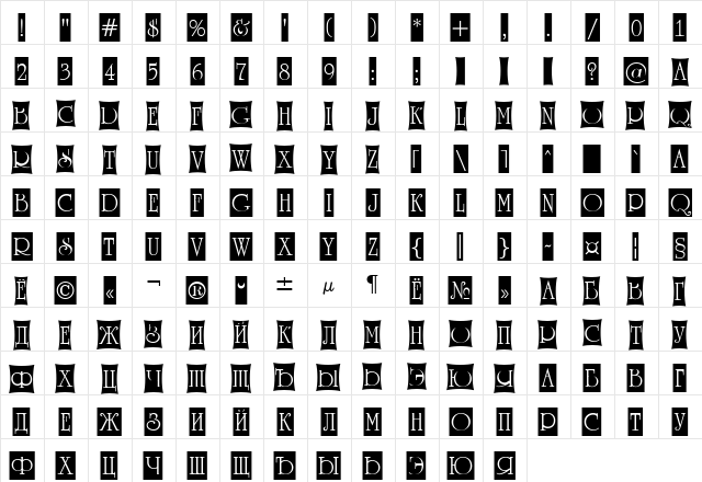 a_RomanusTtlCmD4Cb Regular  glyph index