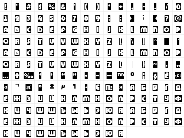 a_BighausTitulCm Regular  glyph index