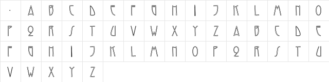 ReynoldCaps Hollow Regular  glyph index