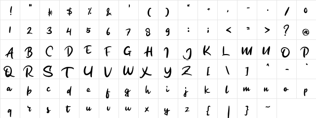 Adabe Regular  glyph index