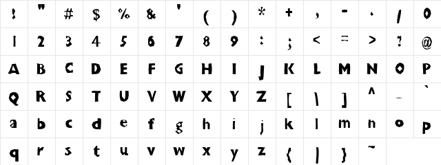 ChunkoBlockoThinner Regular  glyph index