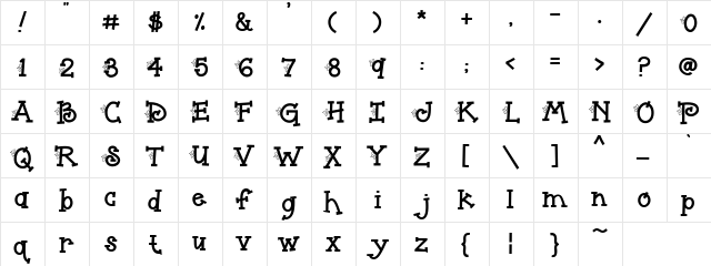 PC Whimsey Holly Regular  glyph index