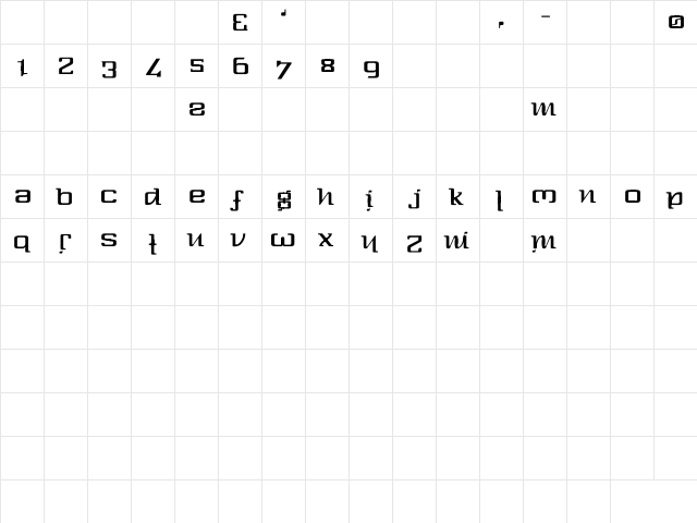 One-Eighty Regular  glyph index